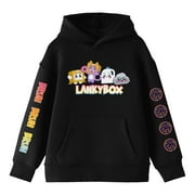 LankyBox Cute Characters Long Sleeve Youth Black Hooded Sweatshirt-Small