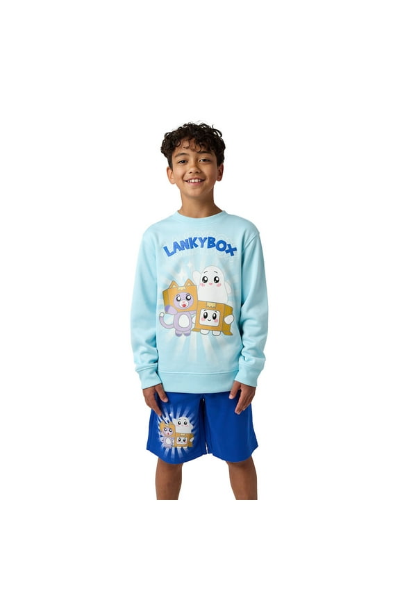 LankyBox Favorite Characters Crewneck Sweatshirt and Lounge Shorts 2-Piece Combo Set 5T