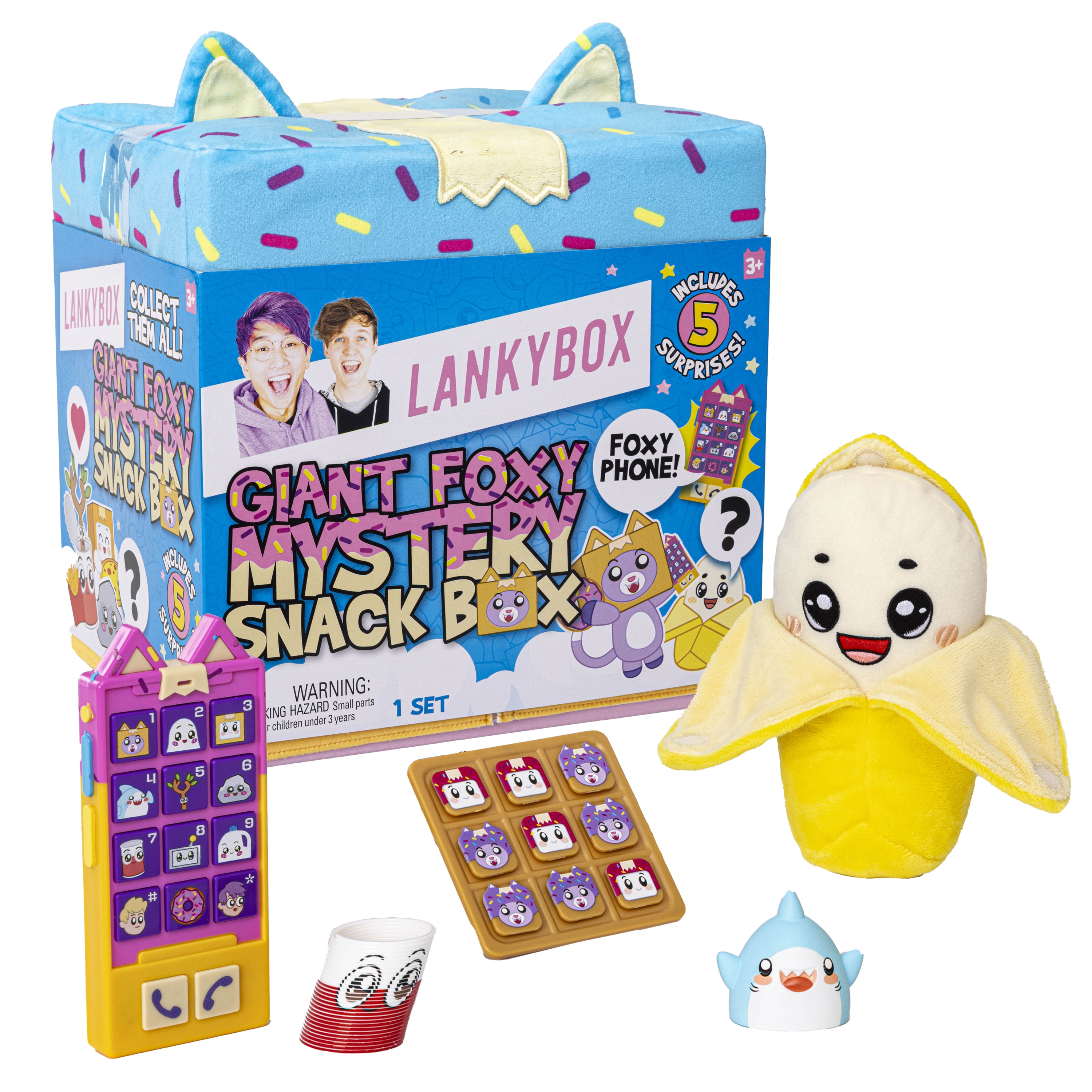LankyBox Giant Foxy Surprise Snack Box, YouTube Gaming Channel, Mystery Surprise Giant Blind Box with Figures, 5 Fun Surprises Inside, Official Merch