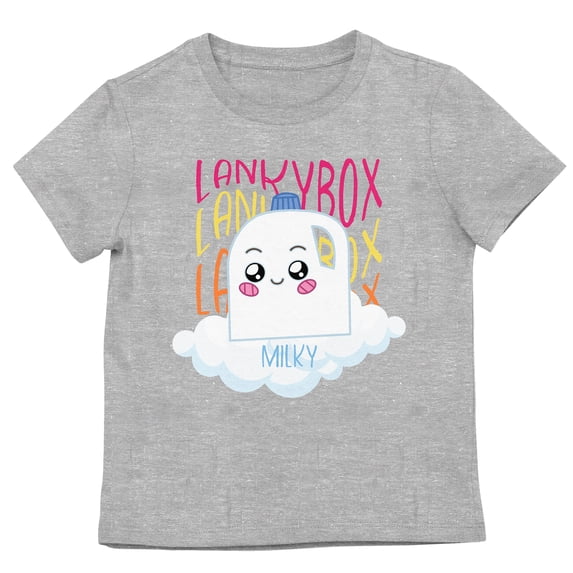 LankyBox Milky Crew Neck Short Sleeve Athletic Heather Toddler Boy's T-shirt-XS
