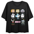thumbnail image 1 of LankyBox Stacked Characters Crew Neck Short Sleeve Women's Black Crop Top-Medium, 1 of 3