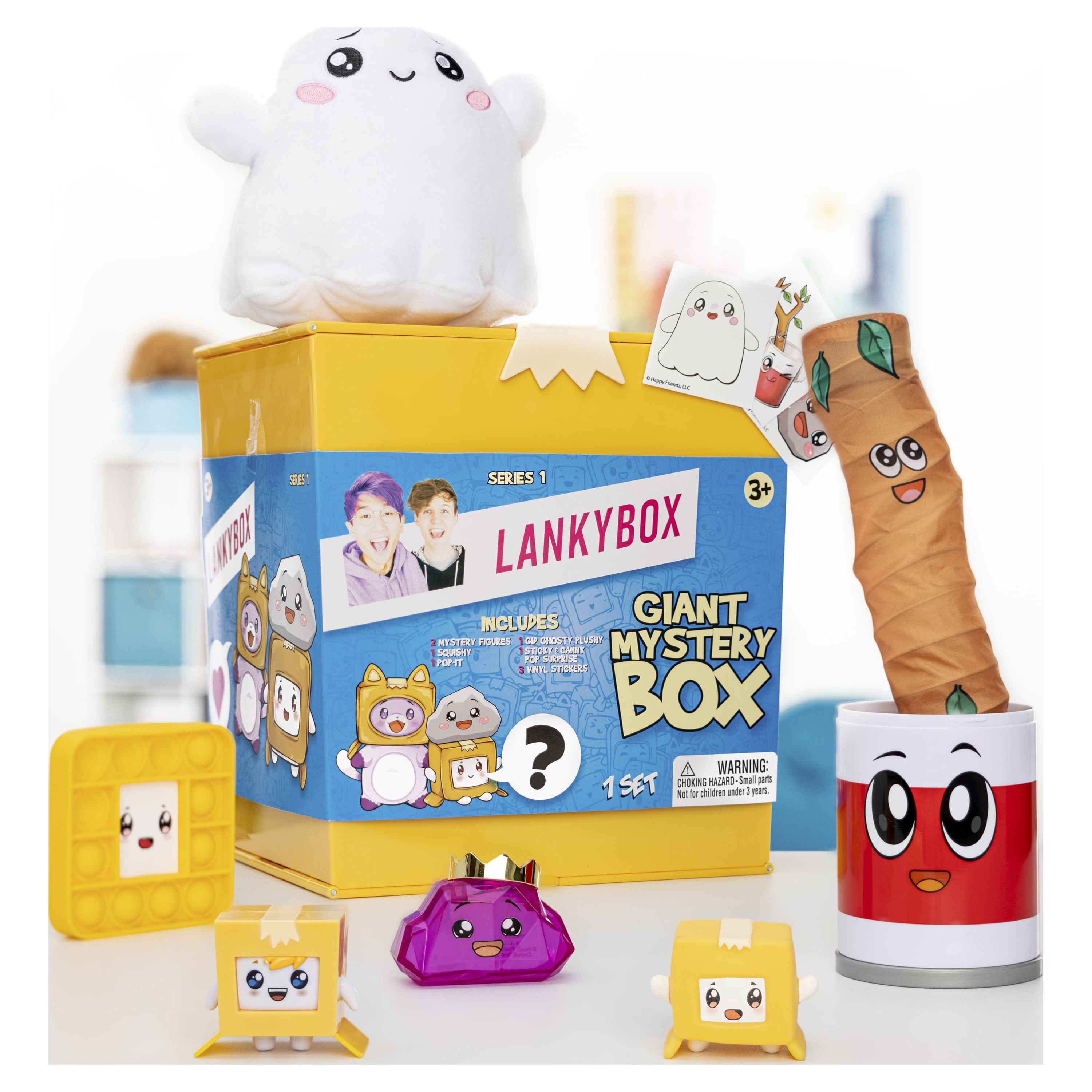 Lankybox Big Boxy Mystery Box, Yellow Surprise Box with Plush, Squish,  Role-Play and Much More