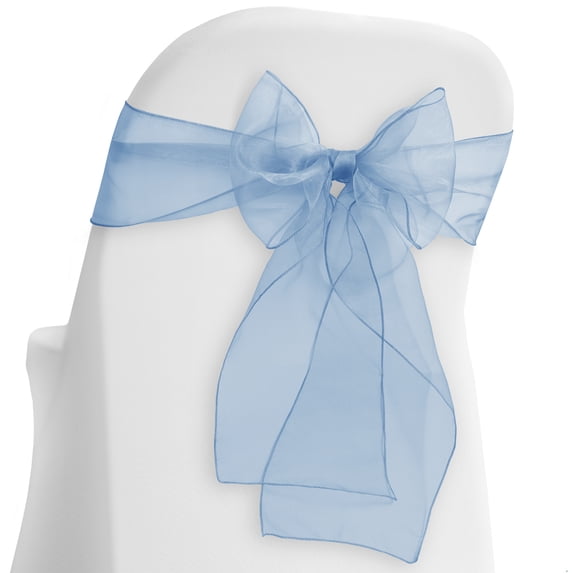 Lann's Linens - 10 Elegant Organza Wedding/Party Chair Cover Sashes/Bows - Ribbon Tie Back Sash - Baby Blue