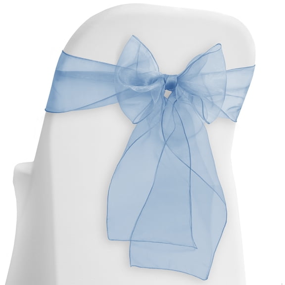 Lann's Linens - 100 Elegant Organza Wedding/Party Chair Cover Sashes/Bows - Ribbon Tie Back Sash - Baby Blue