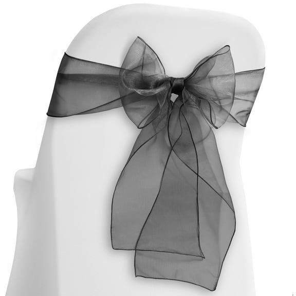 Lann's Linens - 100 Elegant Organza Wedding/Party Chair Cover Sashes/Bows - Ribbon Tie Back Sash - Black