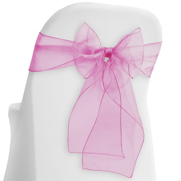 Lann's Linens - 100 Elegant Organza Wedding/Party Chair Cover Sashes/Bows - Ribbon Tie Back Sash - Fuchsia