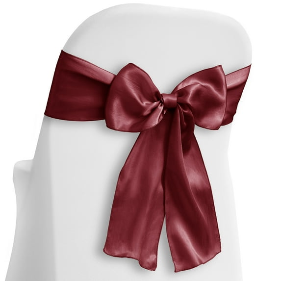 Lann's Linens - 100 Elegant Satin Wedding/Party Chair Cover Sashes/Bows - Ribbon Tie Back Sash - Burgundy
