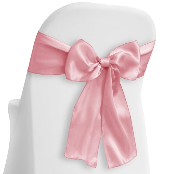 Lann's Linens - 100 Elegant Satin Wedding/Party Chair Cover Sashes/Bows - Ribbon Tie Back Sash - Pink