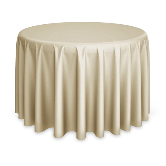 Lann's Linens - 108" Round Premium Tablecloth for Wedding / Banquet / Restaurant - Polyester Fabric Table Cloth - Beige