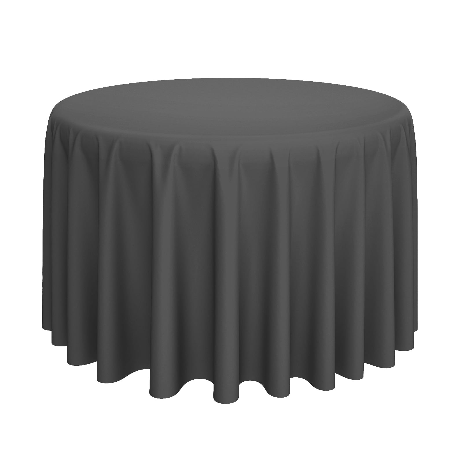 Dark Gray Round Polyester Fabric Tablecloth