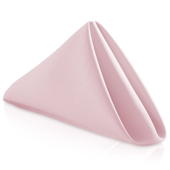 Lann's Linens Set of 12 Reusable Cloth Dinner Napkins, 17-inch Polyester Fabric Napkins for Holidays, Weddings and Events, Machine Washable, Pink