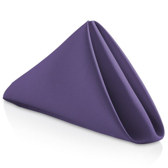 Lann's Linens Set of 12 Reusable Cloth Dinner Napkins, 17-inch Polyester Fabric Napkins for Holidays, Weddings and Events, Machine Washable, Purple