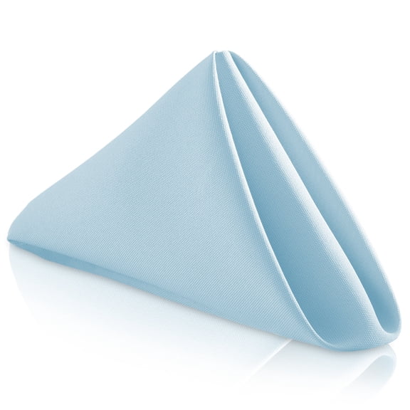 Lann's Linens Set of 12 Reusable Cloth Dinner Napkins, 20-inch Polyester Fabric Napkins for Holidays, Weddings and Events, Machine Washable, Baby Blue