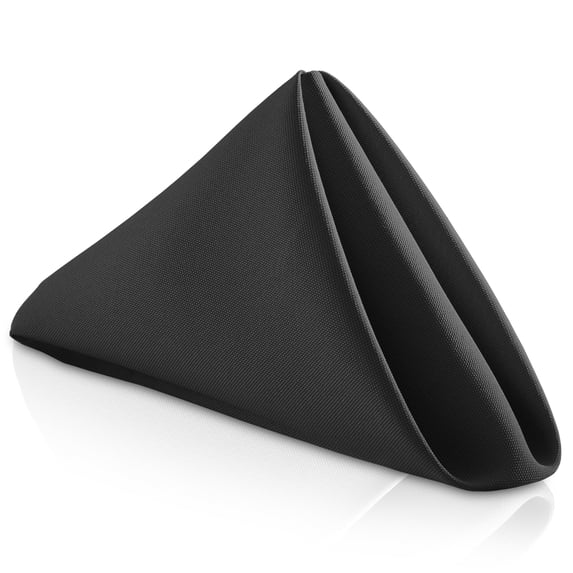 Lann's Linens Set of 12 Reusable Cloth Dinner Napkins, 20-inch Polyester Fabric Napkins for Holidays, Weddings and Events, Machine Washable, Black