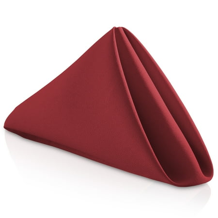 Lann's Linens Set of 12 Reusable Cloth Dinner Napkins, 20-inch Polyester Fabric Napkins for Holidays, Weddings and Events, Machine Washable, Burgundy