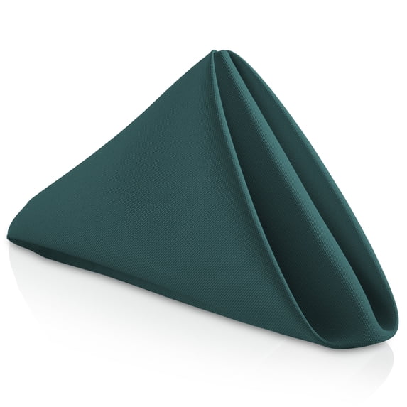 Lann's Linens Set of 12 Reusable Cloth Dinner Napkins, 20-inch Polyester Fabric Napkins for Holiday, Wedding and Event, Machine Washable, Hunter Green