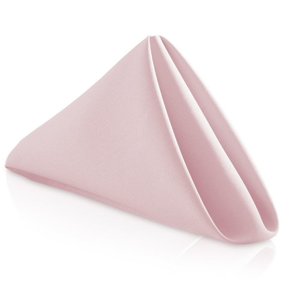 Lann's Linens Set of 12 Reusable Cloth Dinner Napkins, 20-inch Polyester Fabric Napkins for Holidays, Weddings and Events, Machine Washable, Pink