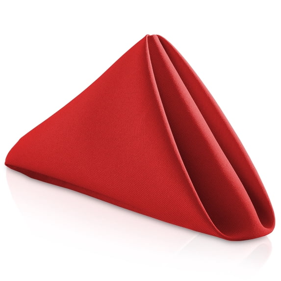 Lann's Linens Set of 12 Reusable Cloth Dinner Napkins, 20-inch Polyester Fabric Napkins for Holidays, Weddings and Events, Machine Washable, Red