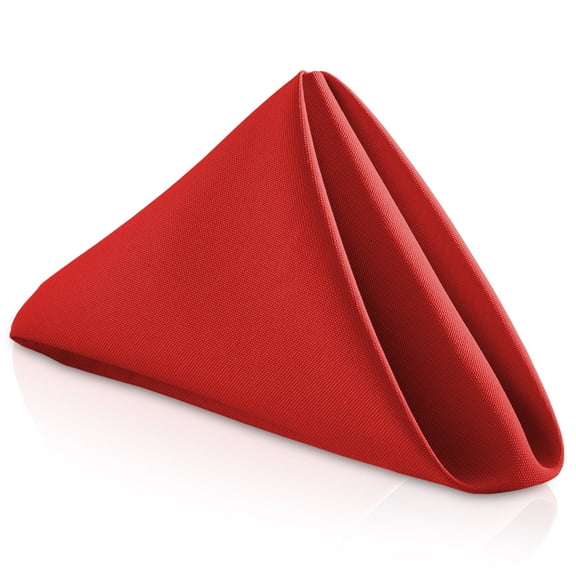 Lann's Linens Set of 12 Reusable Cloth Dinner Napkins, 20-inch Polyester Fabric Napkins for Holidays, Weddings and Events, Machine Washable, Red