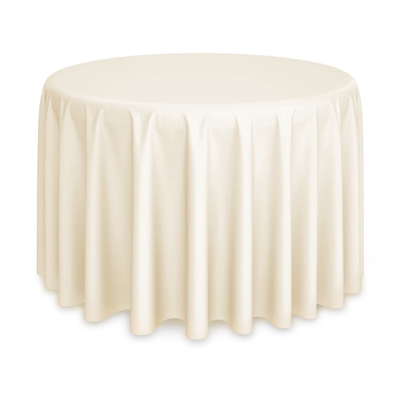 Lann's Linens - 120" Round Premium Tablecloth for Wedding / Banquet / Restaurant - Polyester Fabric Table Cloth - Ivory
