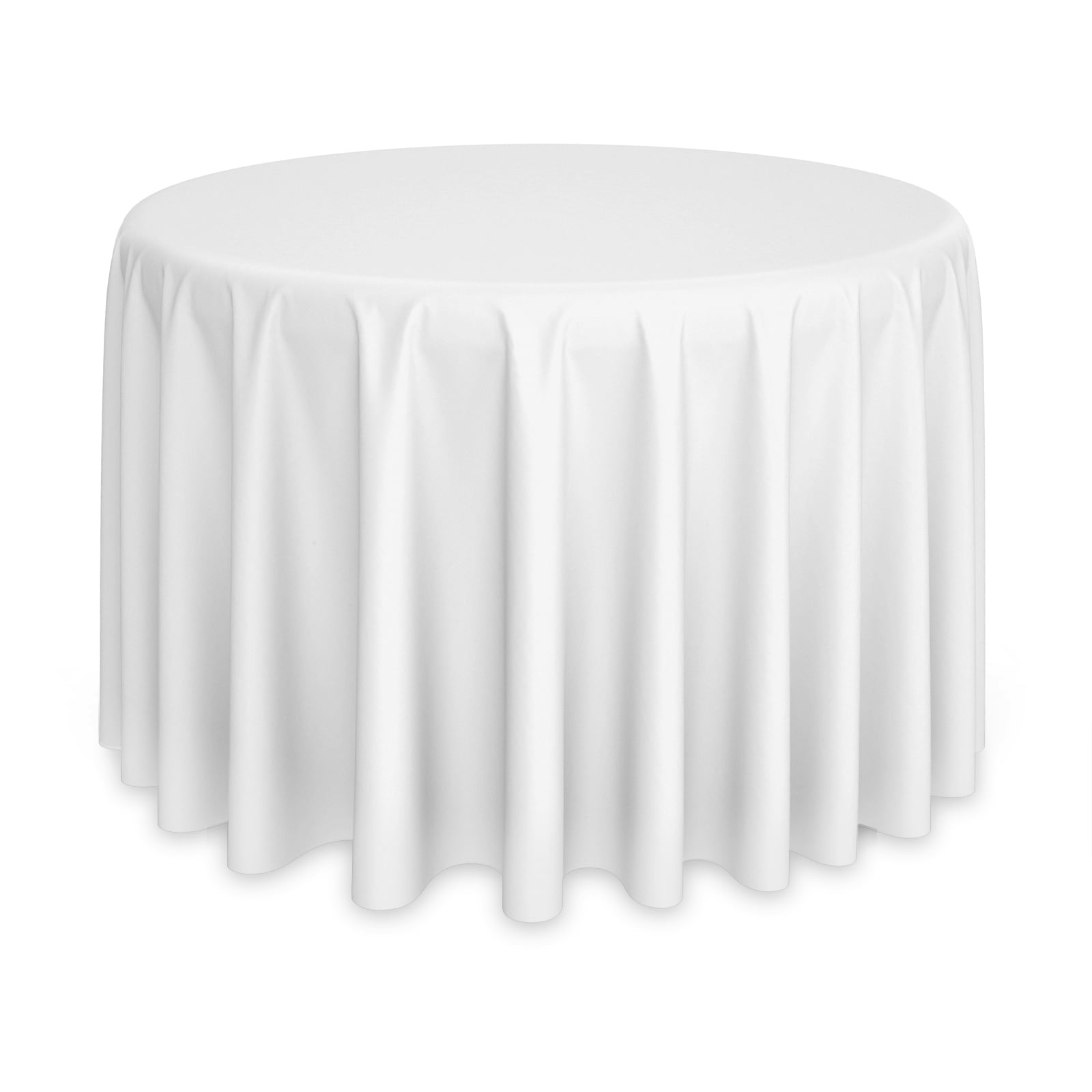 White Round 120-Inch Polyester Fabric Tablecloth
