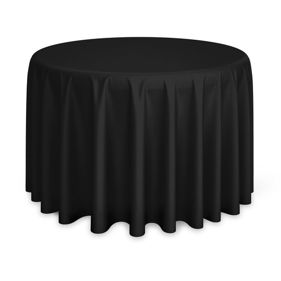 Lann's Linens - 132" Round Premium Tablecloth for Wedding / Banquet / Restaurant - Polyester Fabric Table Cloth - Black