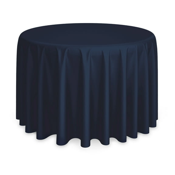 Lann's Linens - 132" Round Premium Tablecloth for Wedding / Banquet / Restaurant - Polyester Fabric Table Cloth - Navy Blue