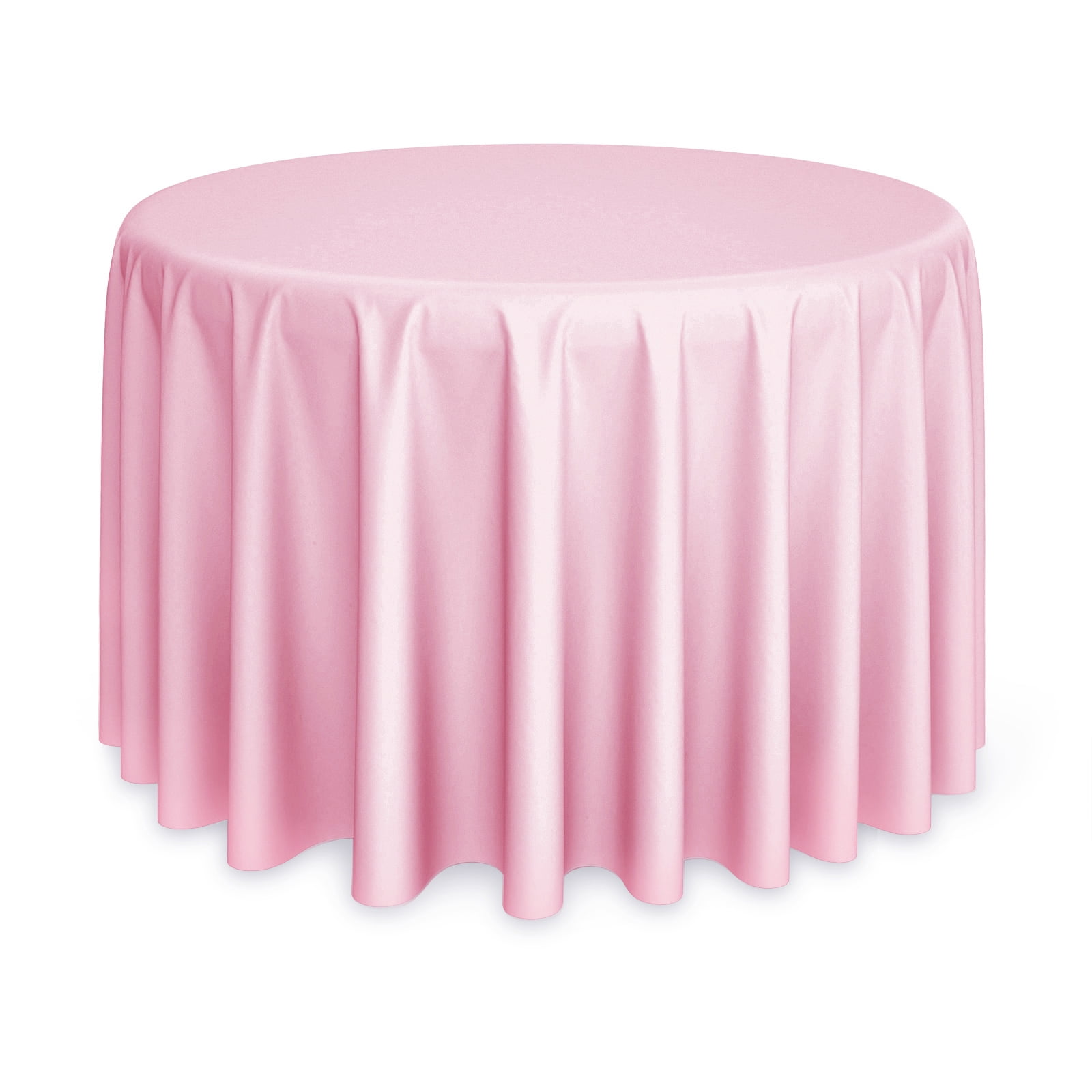 Pink 132-Inch Round Polyester Fabric Tablecloth