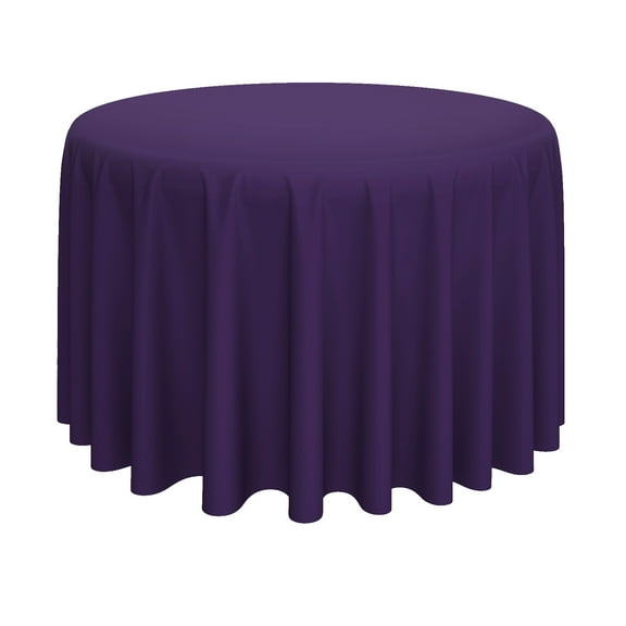 Lann's Linens - 132" Round Premium Tablecloth for Wedding / Banquet / Restaurant - Polyester Fabric Table Cloth - Purple