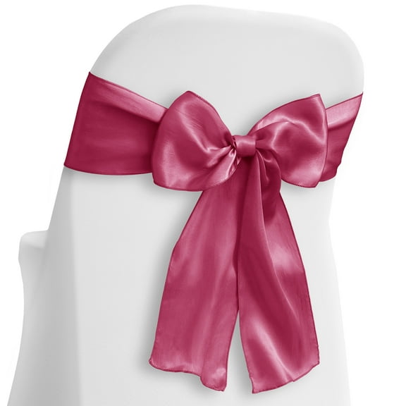 Lann's Linens - 30 Elegant Satin Wedding/Party Chair Cover Sashes/Bows - Ribbon Tie Back Sash - Fuchsia