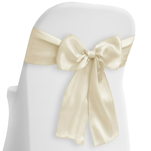 Lann's Linens - 30 Elegant Satin Wedding/Party Chair Cover Sashes/Bows - Ribbon Tie Back Sash - Ivory