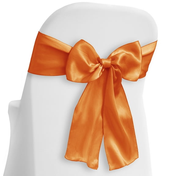 Lann's Linens - 30 Elegant Satin Wedding/Party Chair Cover Sashes/Bows - Ribbon Tie Back Sash - Orange