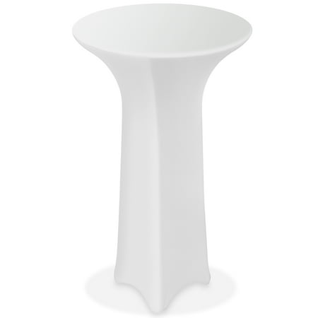 Lann's Linens - 32" Round Highboy Cocktail Table Cover, Stretch Spandex Fitted Tablecloth - White