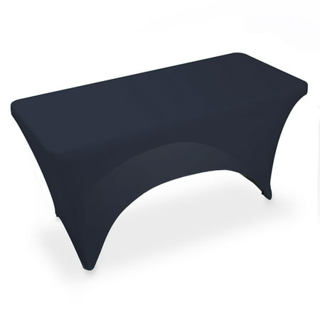 Lann's Linens 4' Fitted Spandex Tablecloth for 48" x 24" Rectangular Tables, Navy Blue