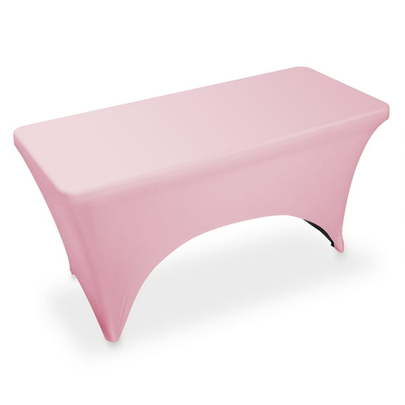 Lann's Linens 4' Fitted Spandex Tablecloth for 48" x 24" Rectangular Tables, Pink