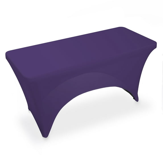 Lann's Linens 4' Fitted Spandex Tablecloth for 48" x 24" Rectangular Tables, Purple