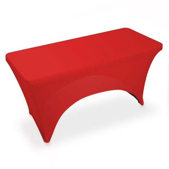 Lann's Linens 4' Fitted Spandex Tablecloth for 48" x 24" Rectangular Tables, Red