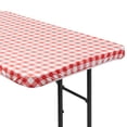 thumbnail image 1 of Lann's Linens 48'' x 30'' Fitted Vinyl Tablecloth w/ Flannel Backing, Red Checkered, 1 of 6