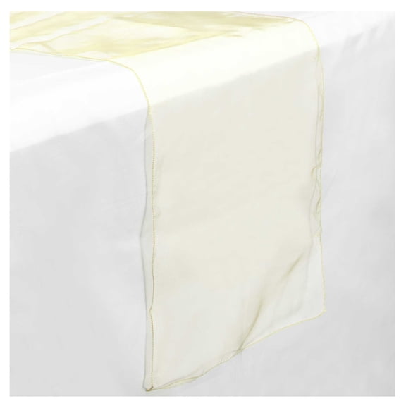 Lann's Linens - 5 Organza 14" x 108" Dining Room Table Runners for Wedding, Reception or Party - Ivory