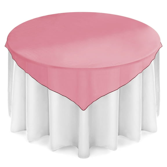 Lann's Linens - 5 Organza Overlay Table Toppers - 72" Square Tablecloth Covers for Wedding, Reception or Party - Burgundy