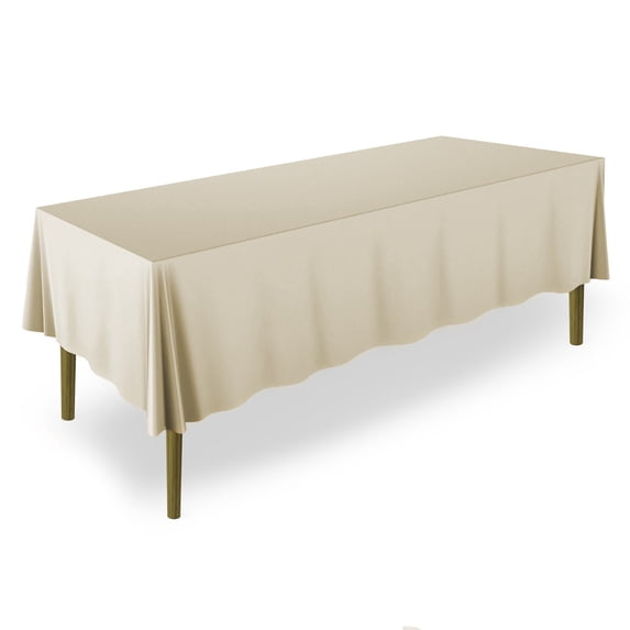 Lann's Linens 5 Pack 60 x 102 Inch Rectangular Tablecloth, Washable Polyester Fabric Table Cloth for Dining Tables, Restaurants, Weddings - Beige