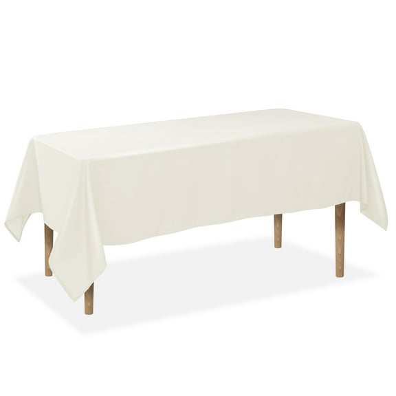 Lann's Linens 5 Pack 60 x 102 Inch Rectangular Tablecloth, Washable Polyester Fabric Table Cloth for Dining Tables, Restaurants, Weddings - Ivory