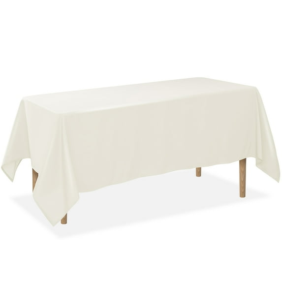 Lann's Linens 5 Pack 60 x 126 Inch Rectangular Tablecloth, Washable Polyester Fabric Table Cloth for Dining Tables, Restaurants, Weddings - Ivory