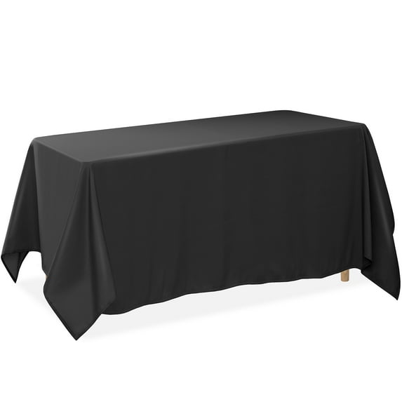 Lann's Linens 5 Pack 90 x 132 Inch Rectangular Tablecloth, Washable Polyester Fabric Table Cloth for Dining Tables, Restaurants, Weddings - Black