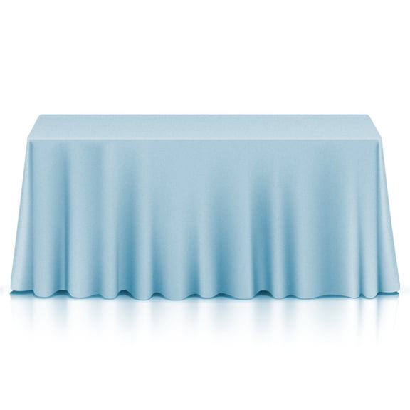 Lann's Linens 5 Pack 90 x 156 Inch Rectangular Tablecloth, Washable Polyester Fabric Table Cloth for Dining Tables, Restaurants, Weddings - Baby Blue