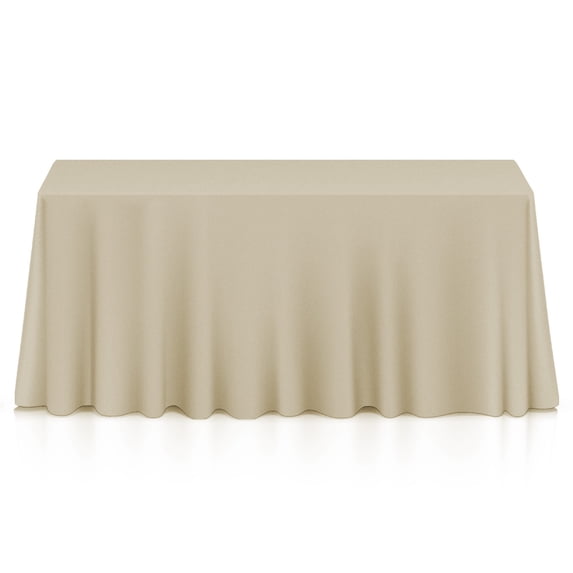 Lann's Linens 5 Pack 90 x 156 Inch Rectangular Tablecloth, Washable Polyester Fabric Table Cloth for Dining Tables, Restaurants, Weddings - Beige