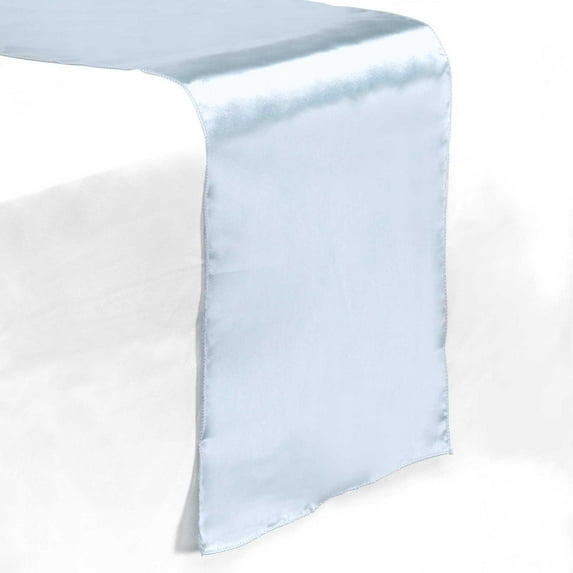 Lann's Linens - 5 Satin 12" x 108" Dining Room Table Runners for Wedding, Reception or Party - Baby Blue