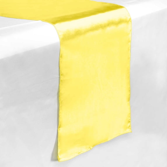 Lann's Linens - 5 Satin 12" x 108" Dining Room Table Runners for Wedding, Reception or Party - Yellow