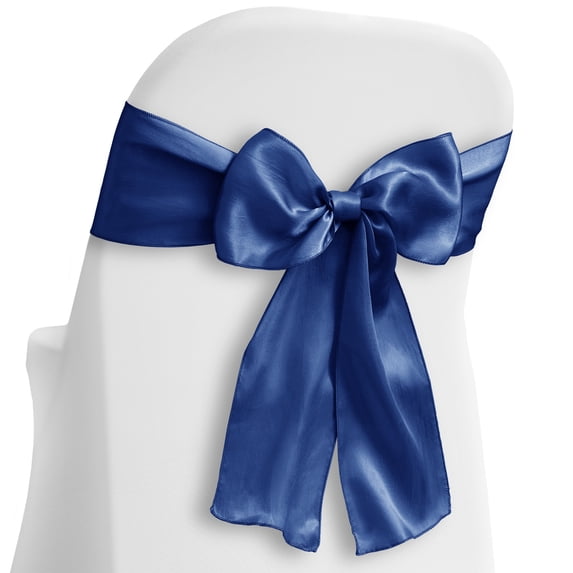 Lann's Linens - 50 Elegant Satin Wedding/Party Chair Cover Sashes/Bows - Ribbon Tie Back Sash - Royal Blue