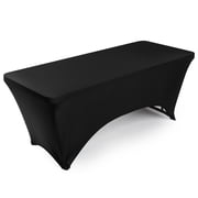 Lann's Linens 6' Fitted Spandex Tablecloth for 72" x 30" Rectangular Tables, Black